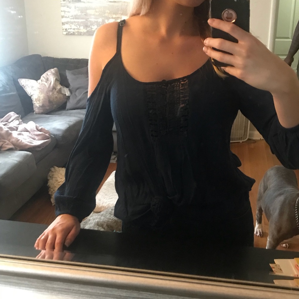 LA Hearts Cut Out Blue Shoulder Shirt